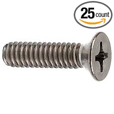 Stainless Steel 316 Machine Screw, Flat Head, Phillips Drive, #6-32, 1/4" Length (Pack of 25)