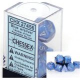 Chessex Dice: Polyhedral 7-Die Mother of Pearl Dice Set - Blue w/silver