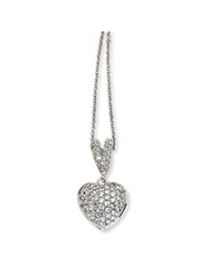 Cheryl M. Sterling Silver Heart Shaped Micro Pave CZ 18in Necklace