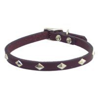 Circle T Diamond Stud Leather Collar- 3/8" width