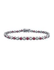 Ruby and Diamond Tennis Bracelet : Platinum - 3.00 CT TGW
