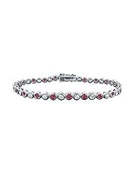Ruby and Diamond Tennis Bracelet : Platinum - 2.00 CT TGW