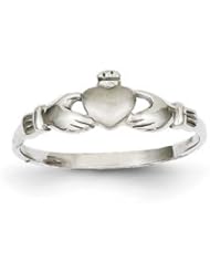 Genuine IceCarats Designer Jewelry Gift 14K White Gold Child&apos;s Claddagh Ring Size 4.00