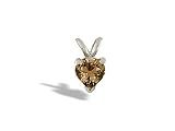 14K White Gold Genuine Heart Smoky Quartz Pendant