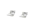 14K White Gold Genuine Heart White Topaz Stud Earrings