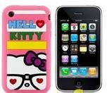 I-Phone 3G-3GS light weight Hello Kitty Heart Glasses Silicone Case / Skin  ....