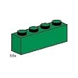 Lego Building Accessories 1 x 4 Green Bricks, Bulk - 50 Pieces per Package