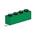 Lego Building Accessories 1 x 4 Green Bricks, Bulk - 50 Pieces per Package