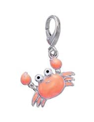 Genuine Zable (TM) Product. 925 Sterling Silver Enamel Crab Charm. 100% Satisfaction Guaranteed.