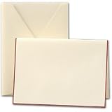 Ecruwhite Notes with Cranberry Hand Border