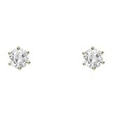 18kt Gold over Sterling Silver White CZ 4mm Round Post Earring