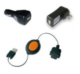 For Sharp Zaurus SL-5500 Retractable Sync and Charge Cable - Car Charger - Travel Charger Bundle (US Standard)