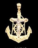 Charm 14kt Dual Colored Gold Anchor with Christ - 1M548