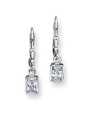 Sterling Silver CZ Leverback Earrings QE289"