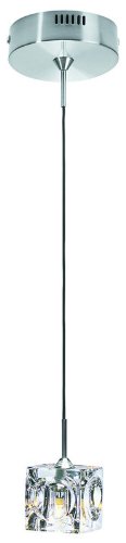 Lite Source LS-14631CLR Ice Cube 1-Lite Pendant Lamp, Metal with Clear Glass Cube Shade