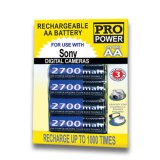 Pro Series High Capacity AA 2700 mAh NiMH Rechargeable Battery 4-PACK for Sony Cybershot DSC-S730 DSC-S650 S700 S500 S600 S40 S60 S90 H1 H2 H5 W5 W7 W1 Digital Photo Camera