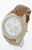 Techno Com Mens Yellow Gold Plated Diamond Watch