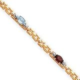 14k Fancy Genuine Diamond and Gemstone Rainbow Bracelet - 7 Inch - Lobster Claw - JewelryWeb