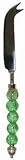 Decorative Stainless Steel Cheese Knife Green Glass Bead Handle Set/2