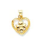 Heart 14kt Yellow Gold Irish Celtic 4 Leaf Clover