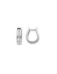 14k White Gold U Shape Baguette Diamond Earrings 1/3 ct (G-H Color, I1 Clarity)