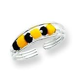 Sterling Silver Black & Yellow Bead with 20 inch Sterling Silver Chained Toe Ring
