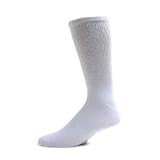 Diabetic Socks, Ultra Light, 12pair, Crew/White Size 10-13