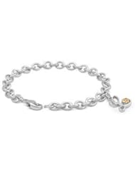 6 3/4 In Silver & 14K Gold Diamond Initial L Charm Bracelet For Girls