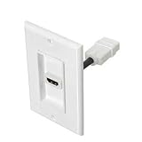 HDmi Single Port Wall Plate w/Short Cable, White