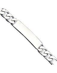 Sterling Silver 8inch Engraveable Antiqued Figaro Link ID Bracelet