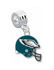 Philadelphia Eagles Helmet Charm with Connector - Universal Slide On Charm - "Classic & Original Style" - Fits: Pandora, Troll, Biagi & More! Perfect For Custom Bracelets, Necklaces and DIY Jewelry