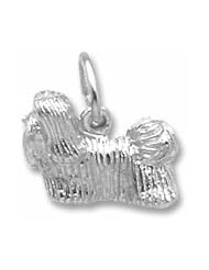 Rembrandt Charms, Shih Tzu Dog Charm in Solid Sterling Silver or Gold