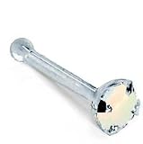 3.0mm White Opal - 950 Platinum Nose Ring Bone - 18 Gauge