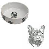 French Bulldog Paw Print Bowl, Porcelain by Rosalinde (7 in. x 2.5 in. deep)