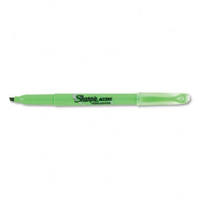 Sharpie Accent Accent Pocket Style Highlighter, Chisel Tip, Fluorescent Green, 12/Pack (27026)
