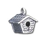 Birdhouse Solid Sterling Silver Charm