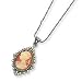 Sterling Silver Crystal Cameo Pendant With Chain - 16 Inch - Italian