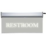Restroom LED Clear Plexiglass Sign w/12V AC Adapter
