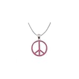 Large pink peace sign symbols 18 necklaces,Genuine Austrian Crystal