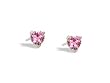 14K White Gold Heart Created Pink Sapphire Stud Earrings