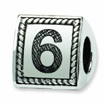 Sterling Silver Reflections Number 6 Triangle Block Bead (4mm Diameter Hole)