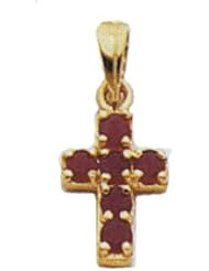 Charm - 14kt Yellow Gold Ruby Cross Pendant