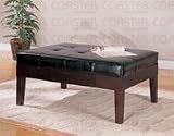Union Square Ottoman in Black Leather