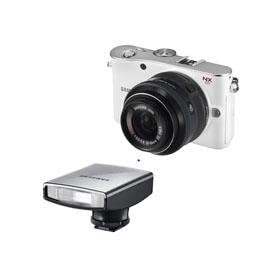 Samsung NX100 AF DSLR 14.6MP Digital Camera (White), APS-C Size CMOS, with 20-50mm Zoom Lens, and Samsung SEF15A A-TTL External Flash