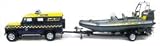 cararama HM coastguard land rover with coastguard boat junior rescue set 1.43 scale diecast model