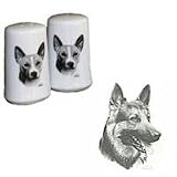 German Shepherd Small Salt and Pepper Shakers, Porcelain by Rosalinde (3')