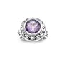 .925 Silver & Amethyst Round Ring, Size 8
