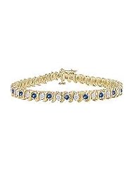 Sapphire and Diamond Tennis Bracelet : 18K Yellow Gold - 4.00 CT TGW