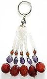 Silver Keychain Women Silver Gemstones Hand Engraved Indian Style 4.5 