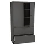 HON 800 Series 36 Wide Lateral File w/ Storage Cabinet, 19-1/4d x 67h, Black